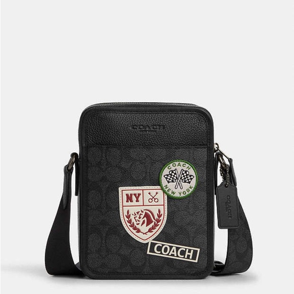 Coach Black Men's Messenger Bag with Patches